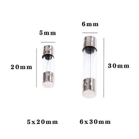 0.5A Küçük Cam Sigorta 5x20mm 0.5 Amper 100 Adet
