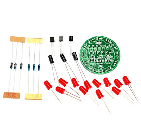 DC 3-5V Led Yuvarlak Dönen Işık Hobi Devresi DIY Lehimleme Kiti - Demonte(Montesiz)