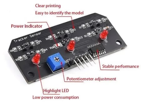 DC 5V 3 Kanal TCRT5000 Kızılötesi Çizgi İzleyen Sensör Kartı Çizgi Takip Sensör Modülü Mesafe Ayarlı Potlu 3'lü Çizgi İzleme Kartı 5 Pin