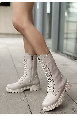 Nabah Bej Cilt Bağcıklı Bot