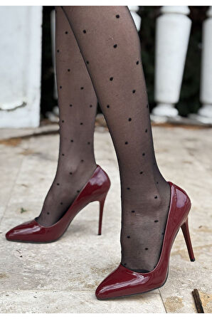 Hillar Bordo Rugan Stiletto Ayakkabı