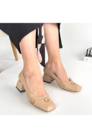 Cande Bej Rugan Topuklu Ayakkabı