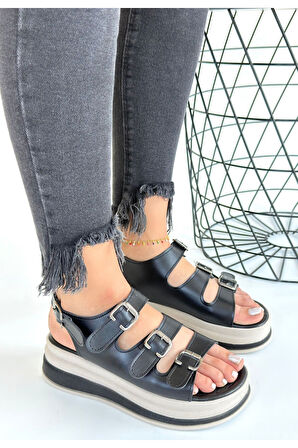 Jatay Siyah Cilt Sandalet