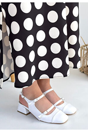 Doran Beyaz Cilt Topuklu Ayakkabı