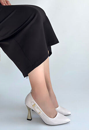 Motya Bej Rugan Topuklu Ayakkabı