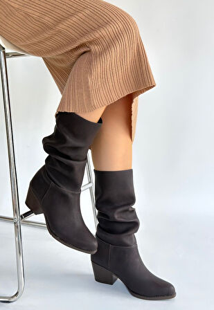 Yior Kahverengi Nubuk Topuklu Bot