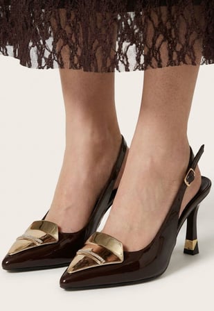 Look Shoes Kahverengi Rugan Topuklu Ayakkabı