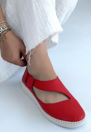 MYS Shoes Babet Ayakkabı Kırmızı Deri 36 Numara