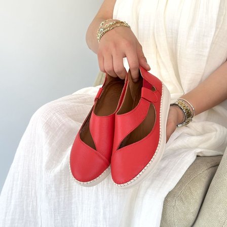 MYS Shoes Babet Ayakkabı Kırmızı Deri 36 Numara
