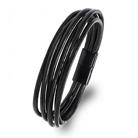  FM Erkek Bileklik | Siyah Çoklu Katmanlı Tasarım 31833B13D2 