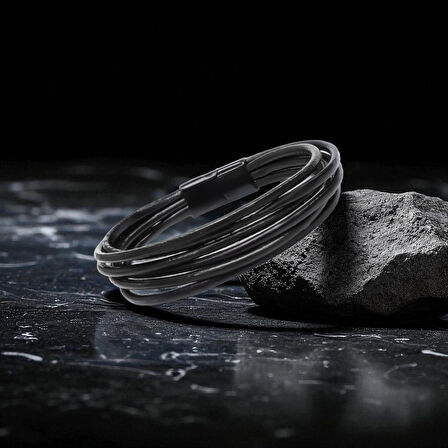  FM Erkek Bileklik | Siyah Çoklu Katmanlı Tasarım 31833B13D2 