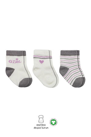 Bistyle 3'Lü Penye Boy And Girl Soket Çorap BS10114 Gri