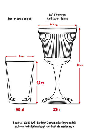 Akrilik Mürdüm 6'lı Kadeh & Su Meşrubat Kahve Yanı Bardağı 300 ml ( Cam Değildir )