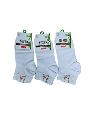 Kuzen Dikişsiz Yarım Konç  Beyaz Bambu Erkek Çorap 6 Adet