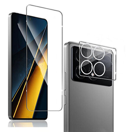 Poco X5 Pro için full kaplama ön arka kamera nano tempered ekran koruyucu 3 adet set