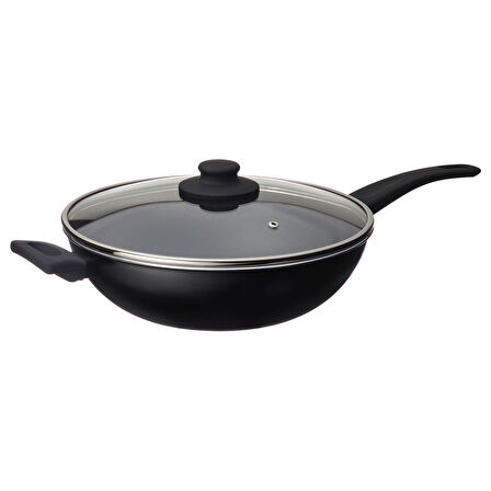 Wok tava, yapışmaz kaplama-siyah, 28 cm