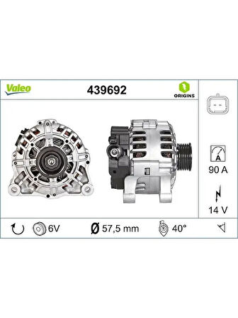 ALTERNATOR 12V (90A) P206 P307 C ELYSEE P301 C3 C2 C4 C5 C5 II C5 III P407 TOYOTA AYGO PARTNER 1,9 K