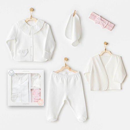 Andywawa AC25650 Cuddly Bunny Bear 5'Li Hastane Çıkışı Ecru Pink