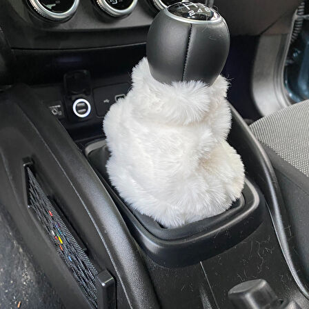 Yumuşak Peluş Vites Körüğü Vites Süsü Beyaz