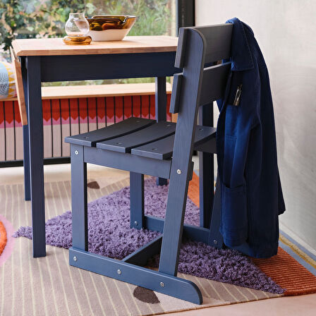 Ahşap sandalye, mavi