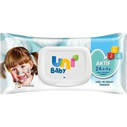 Uni Baby Aktif Alkolsüz 24 x 90 Yaprak 24 Paket Islak Mendil