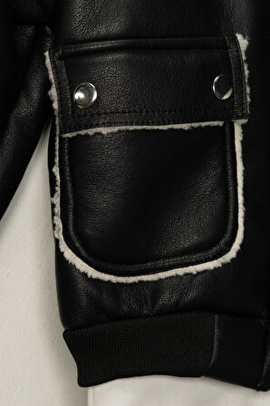 Erkek Çocuk Deri Ceketli Kot Pantolonlu Penyeli Üçlü Takım TKM.YY01