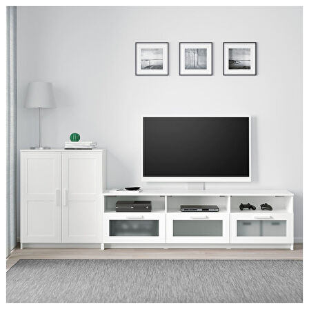 Tv ünitesi, beyaz, 258x41x95 cm