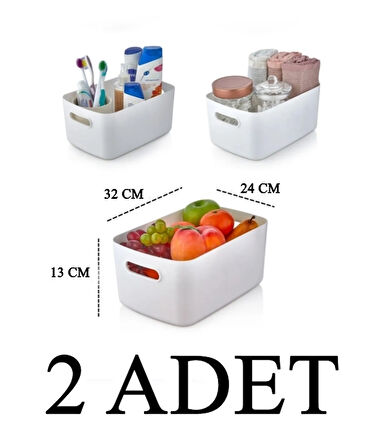 2 ADET 9.5 Lt Dolap Içi, Buzdolabı Düzenleyici, Banyo Organizer Sepet