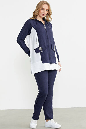 Sementa 76448 Keten Görünümlü Kapüşonlu Tunik Takım