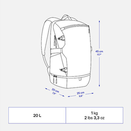 Isı Yalıtımlı Outdoor Sırt Çantası - 20 L - Gri - NH Arpenaz 500