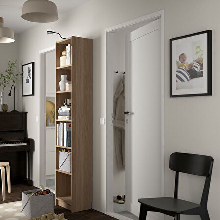 Kitaplık, meşe görünümlü, 40x28x202 cm