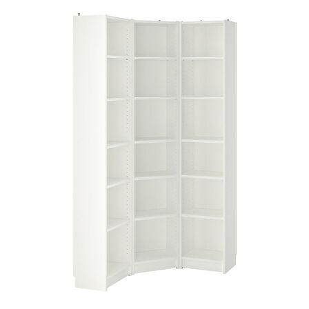 Köşe kitaplık, beyaz, 95/95x28x202 cm