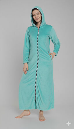 Cicikom 104030 Kadın Kapşonlu Havlu Elbise - MİNT - 3XL