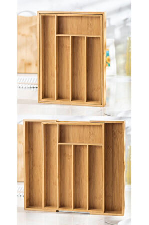 Bambu Ayarlanabilir Çekmece içi Kaşıklık & Çekmece İçi Organizer  (25*35*5 / 39*35*5)