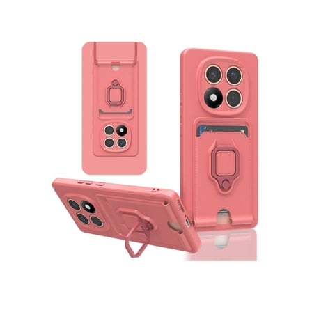 Xiaomi Redmi Note 14 Pro Plus Kılıf Zuma Kartvizitli Yüzüklü Silikon - Pembe