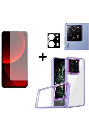 Xiaomi Mi 13T Uyumlu Pastel Renk Telefon Kılıfı Temperli Cam Ekran ve Kamera Koruyucu