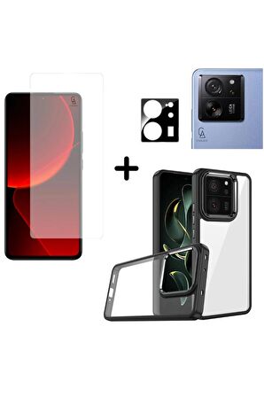 Xiaomi Mi 13T Uyumlu Pastel Renk Telefon Kılıfı Temperli Cam Ekran ve Kamera Koruyucu