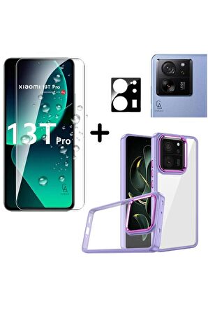Xiaomi Mi 13T Pro Uyumlu Pastel Renk Telefon Kılıfı Temperli Cam Ekran ve Kamera Koruyucu