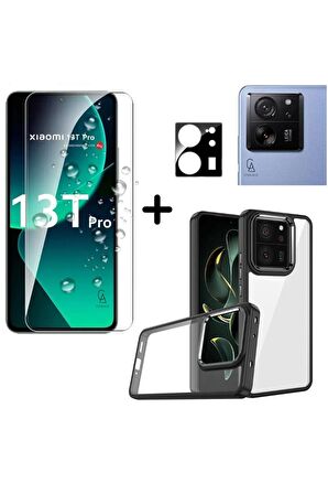 Xiaomi Mi 13T Pro Uyumlu Pastel Renk Telefon Kılıfı Temperli Cam Ekran ve Kamera Koruyucu