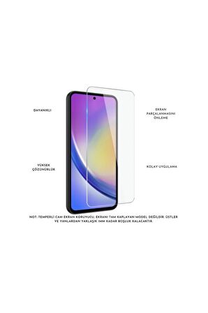 Samsung Galaxy A35 Uyumlu Pastel Renk Telefon Kılıfı Temperli Cam Ekran ve Kamera Koruyucu