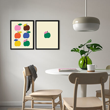Çerçeveli poster, çok renkli, 40x50 cm, 2 adet, elma oyunu