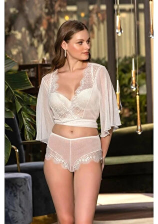 Gallipoli 31433 Kadın Sütyen, Bolero ve Külot Takım - Ekru - 90C