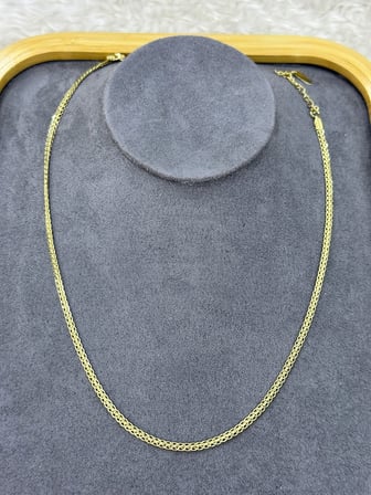💎 Premium Parlak ve Şık Gold Renk Örgü Zincir 316L Kadın Çelik Kolye (45cm)