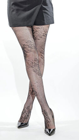 Daymod Buket Dantel Külotlu Çorap - Siyah - M-L