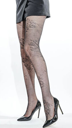 Daymod Buket Dantel Külotlu Çorap - Siyah - M-L