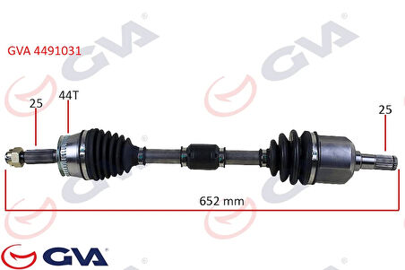 KOMPLE AKS SOL HYUNDAI ELANTRA 1.6L G4ED BENZINLI 16V OTOMATIK VITES 2001-2006 ABS LI 25X25 - ABS 44 DIŞ KOMPLE BOY 654MM 495012D112 495012D113