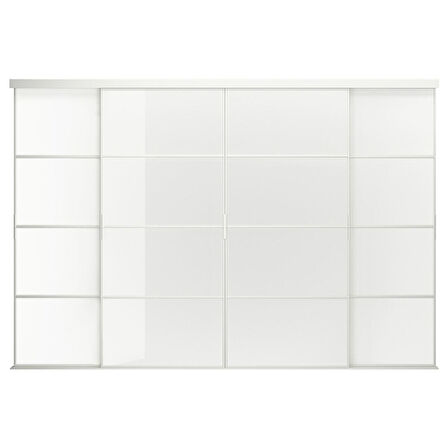 Gömme dolap için sürgü kapak, beyaz-cam, 351x240 cm