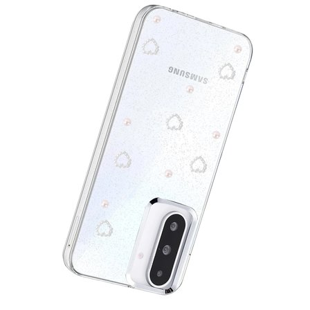 Samsung Galaxy A27 Uyumlu Kılıf Simli Parlak Boş Kalp Desenli Telefon Kılıfı Kapak