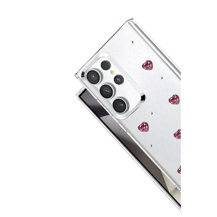 Samsung Galaxy S23 Ultra Uyumlu Kılıf Simli Parlak Desenli Telefon Kılıfı Kapak