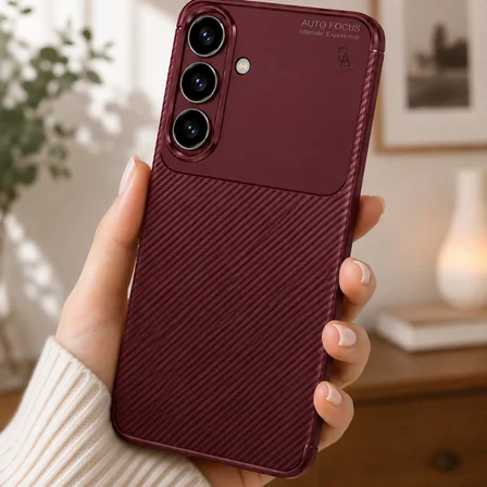 Samsung Galaxy S26 FE Uyumlu Kılıf Karbon Tasarım Kamera Korumalı Silikon Telefon Kılıfı Kapak